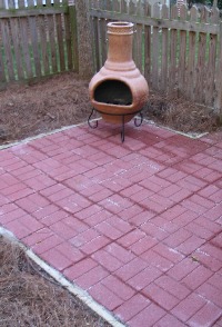 Photograph of the brick paver patio.