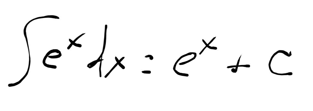 Hand written integral of e.