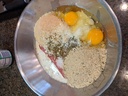 Add 2 eggs and some milk.
